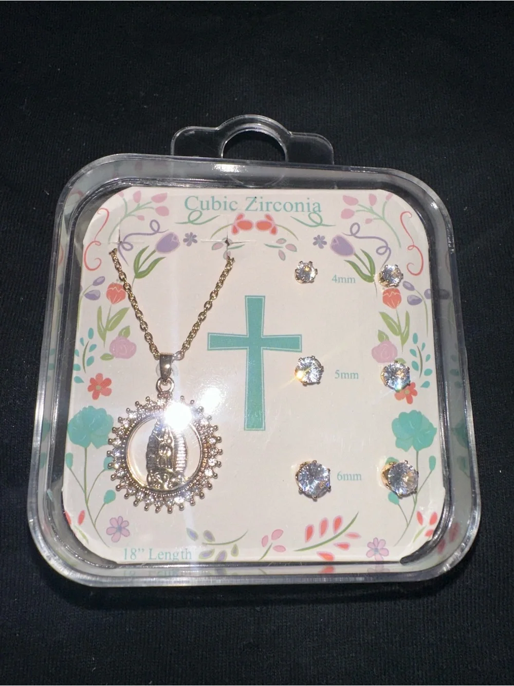 Praying Hands Pendant Necklace & Stud Earring Set — 18